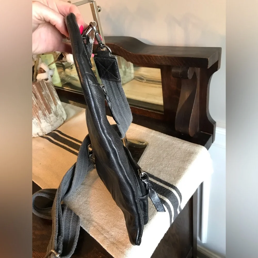 NWT Bed Stu Leather Andie Sling Backpack Black DD Retail $255 - Picture 6 of 13